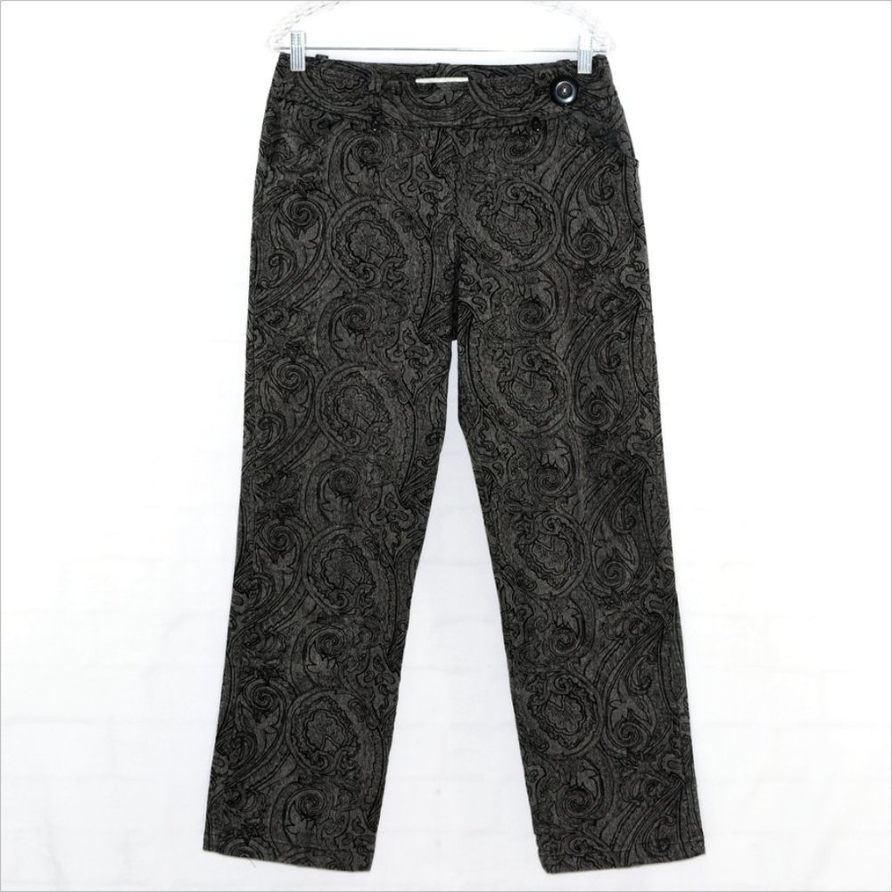 BAMBOO TRADERS Paisley Gray & Black Stretch Pants